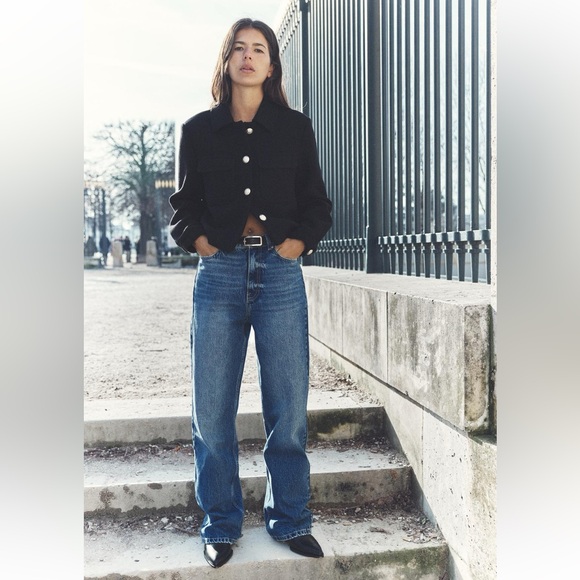 Zara short wool blend jacket coat black 3046/377 XS - Picture 4 of 9